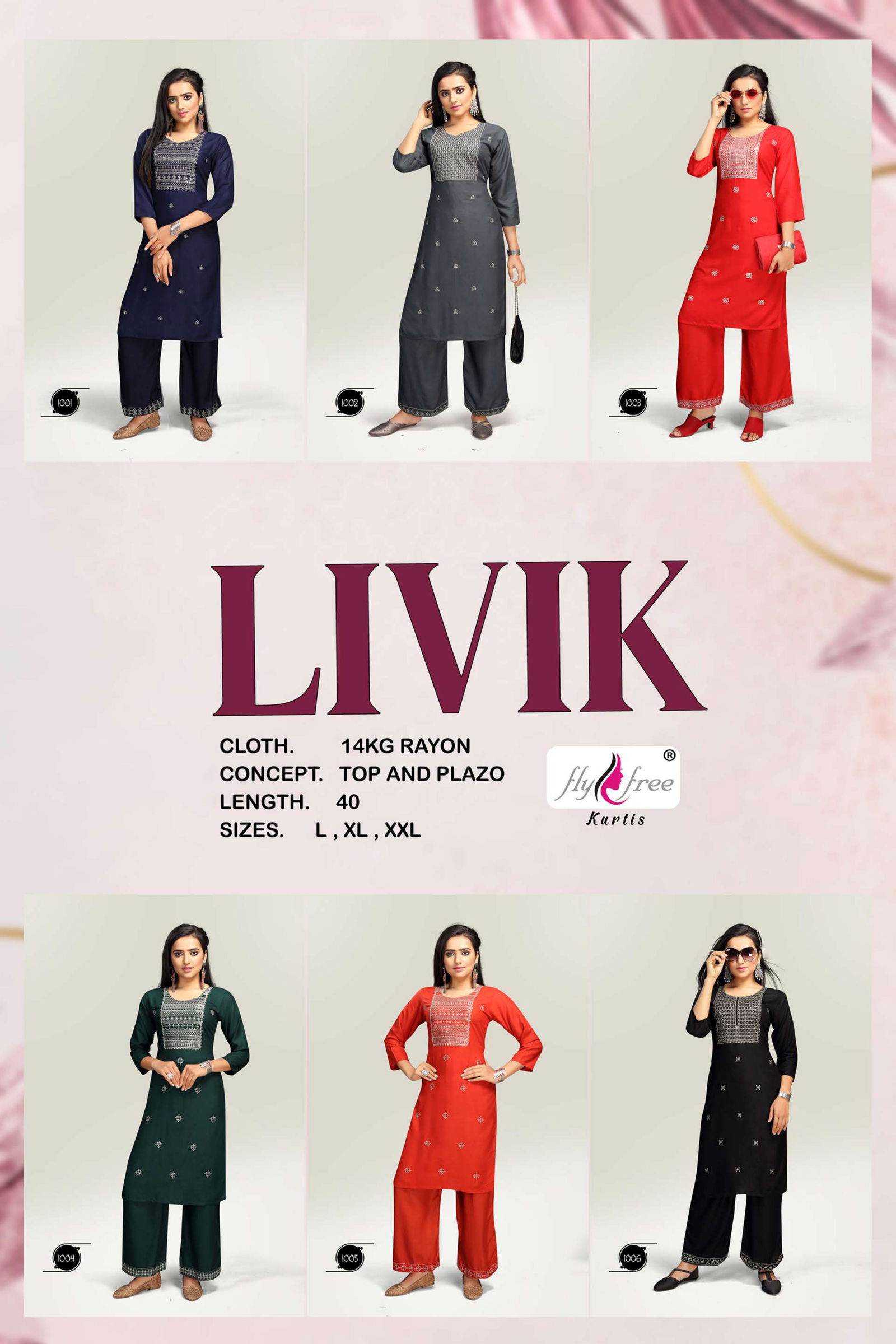 Fly Free Livik Ethnic Wear Kurti With Palazzo Rayon Designer Collection
